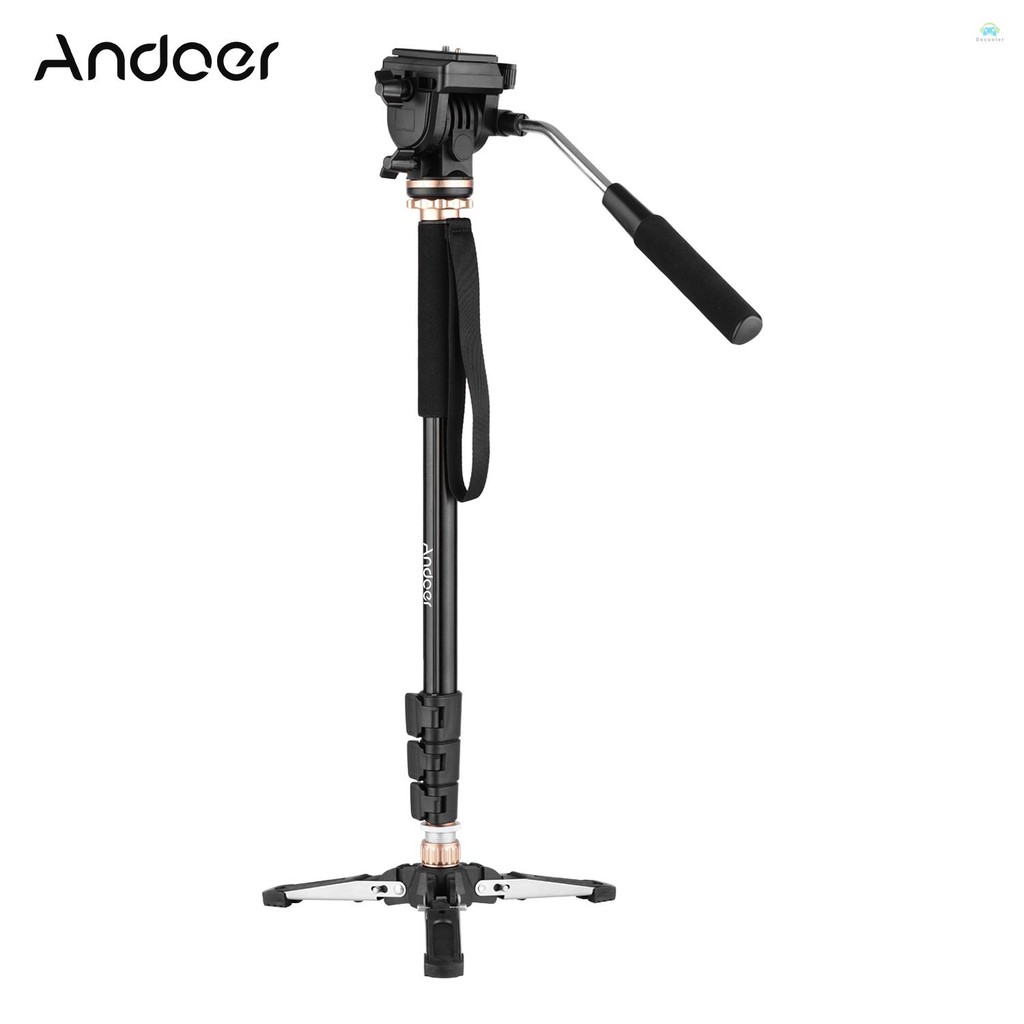 Yb2 Monopod Andoer 173 ซม./68 นิ้วการถ่ายภาพ Monopod ขาตั้งอลูมิเนียม 6 กก.ความจุที่ถอดออกได้ 3 ขาขาตั้งฐาน Pan Tilt Fluid หัวพกพา