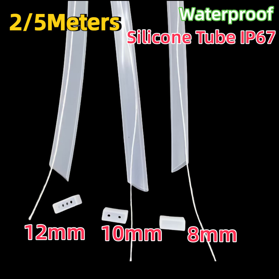 2/5 เมตรหลอดซิลิคอนโปร่งใส 8 มม./10 มม./12 มม.สําหรับ SMD 352850 WS2811 WS2812B กันน้ํา IP67 / IP68 ไฟ Led Strip