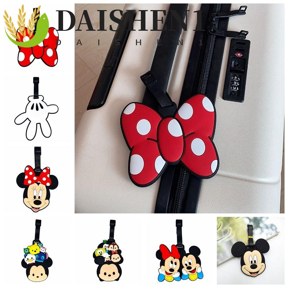 Daishen1 ป้ายแท็กกระเป๋าเดินทาง PVC ลายการ์ตูนมิกกี้ มินนี่ โบว์ แบบพกพา