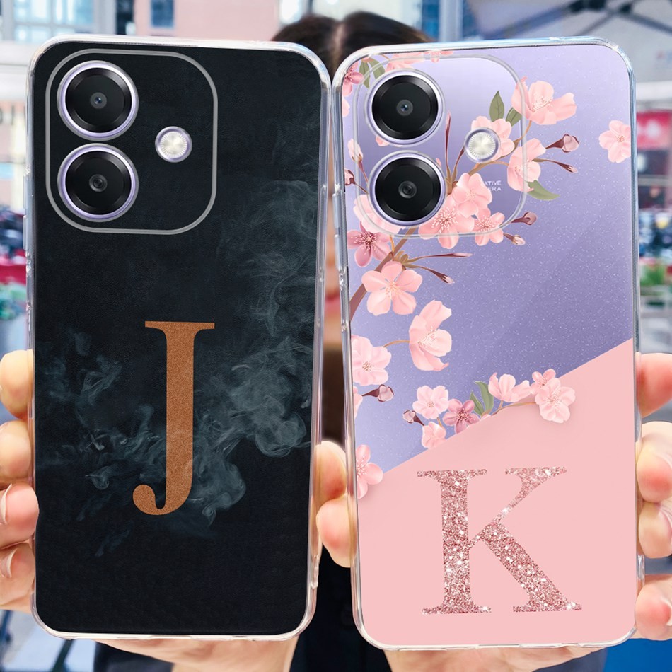 Oppo A3 (ทั่วโลก) / A3x 4G / A3x 5G เคสโทรศัพท์ตัวอักษรเริ่มต้นดอกไม้น่ารัก Oppo A3x 4G 5G 3X A3 2024 เคสซิลิโคนแบบนุ่ม