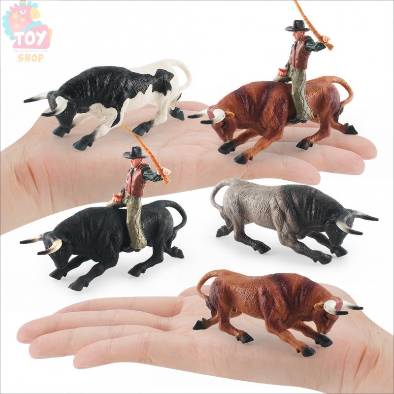 ของเล่นเพื่อการศึกษาความรู้ความเข้าใจของเด็กแบบจำลองชุดสู้วัวกระทิงสเปนแบบคงที่วัวกระทิงแอฟริกาเหนือการฝึกวัวอัศวินตุ๊กตาแข็งรูป - รูปที่ 3