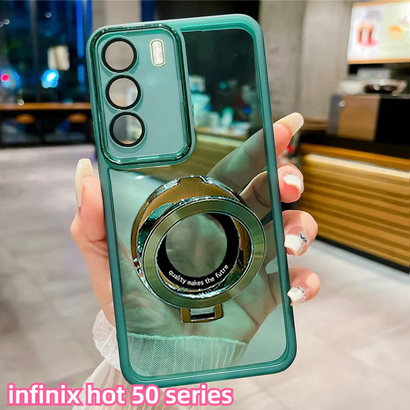 เคสสําหรับ Infinix Hot 50 Pro Hot50Pro + Hot50Pro 4G 5G 2024 โปร่งใสแหวนผู้ถือแม่เหล็กสําหรับ Hot50 Hot50Pro + 50Pro นุ่ม Slim กลับกรณี