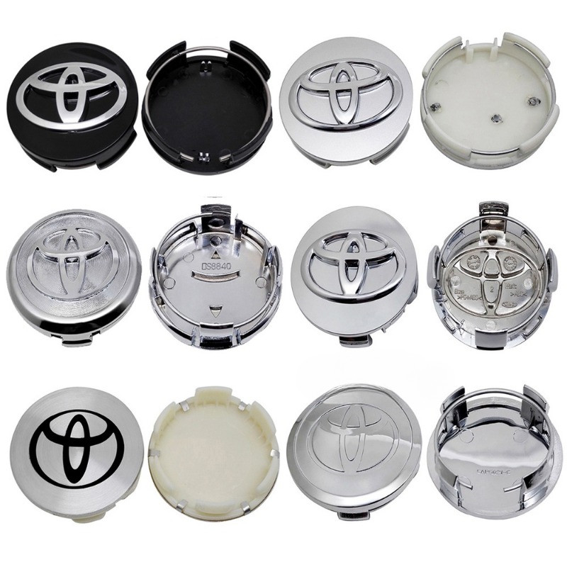 4pcs รถศูนย์ล้อ Hub Caps ฝาครอบ Auto Badge ล้อขอบหมวก Trim Care อุปกรณ์เสริมสําหรับ Toyota Crown Passo Corsa Pajero Yaris Altis Alpha Aqua Camry Corolla Prius Previa Prius