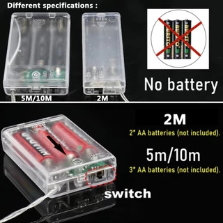 2m 5M 10M ไฟ LED String 10M 5M วันวาเลนไทน์ ลวดเงิน Fairy ไฟบ้านคริสต์มาสงานแต่งงาน Decor โดย 3 * AA แบตเตอรี่ดําเนินการ