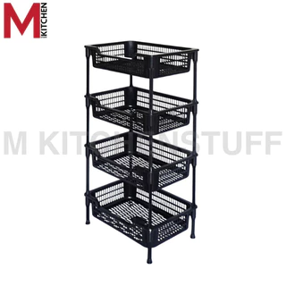 M KITCHEN 1040-BLACK ชั้นวางของ ชั้นวางของในครัว 4 ชั้น ขนาด 43x30x82 ซม. (B4)