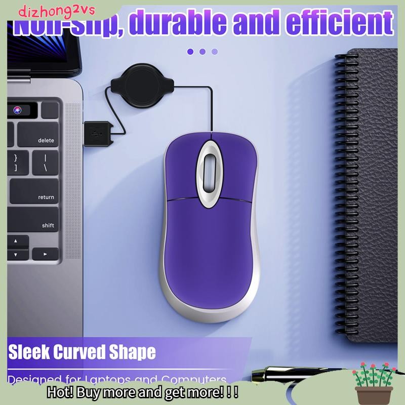 [dizhong2vs]เมาส์แบบมีสาย USB ขนาดเล็กแบบพับเก็บได้ 1600 DPI Optical Compact Travel Mice สําหรับ 98 