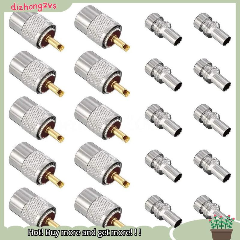 [dizhong2vs]ปลั๊กขั้วต่อบัดกรี UHF/-259 10 แพ็คพร้อมตัวลดสําหรับ RG8X, RG8, RG59, LMR-400, RG-213 Co
