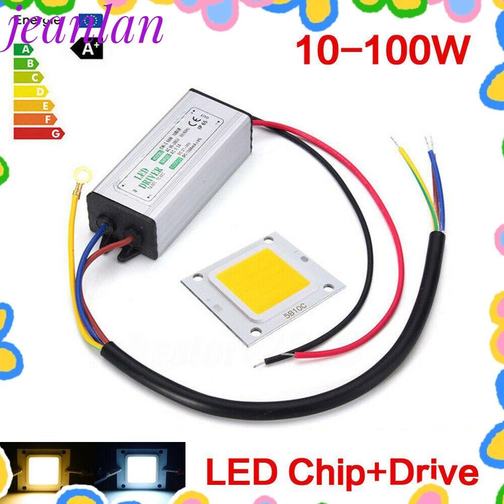 Jeanlan LED COB Chip High Bright AC 85-265V สําหรับโคมไฟหลอดไฟน้ําท่วมพร้อมไดรเวอร์แหล่งจ่ายไฟ