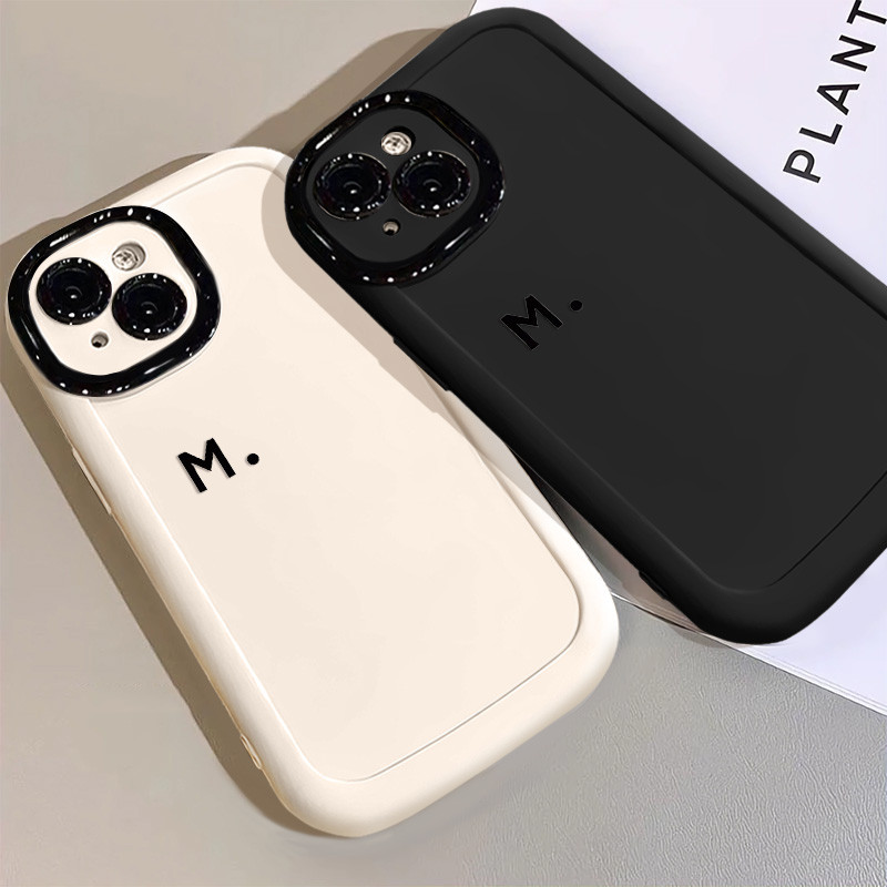 ภาษาอังกฤษ Letter M เคสโทรศัพท์สําหรับ IPhone 11 12 13 14 15 Plus Xr X XsMax 11pro 13pro 14pro 7/8 Plus Se2020 16 แฟชั่นรวมทุกอย่างขอบนุ่มเคสโทรศัพท์