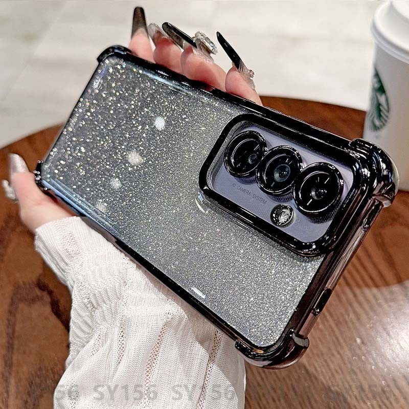 เคส Samsung A17 A57 A37 A56 A55 A36 A07 A26 A54 A53 A73 5G A06 A16 A52 A05s A33 A34 A35 5Gเคสกรณีพร้อมกล้องProtector Glitter ClearหรูหราความงามกันกระแทกหนาAir Cushion Anti-Fall