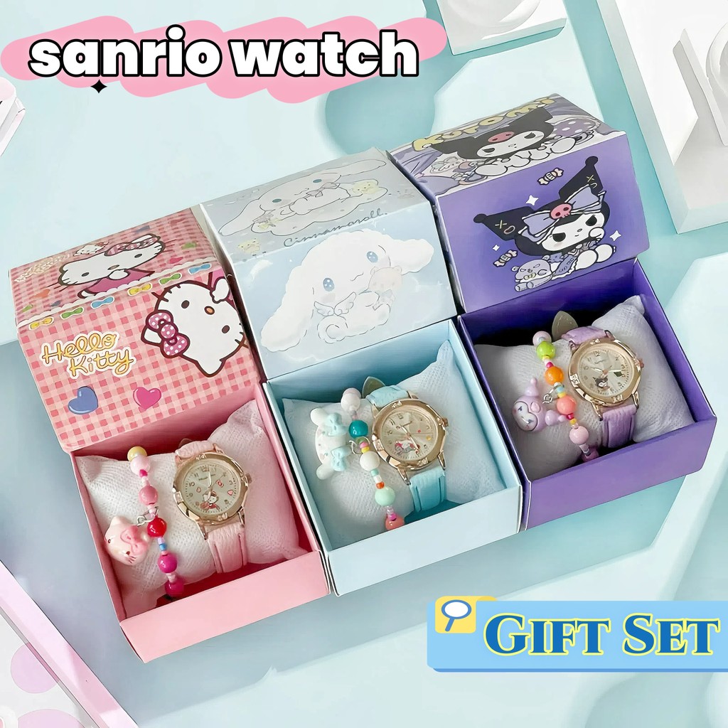 นาฬิกาสร้อยข้อมือการ์ตูน Sanrio Kuromi Cinnamoroll Melody Hello Kitty ของขวัญสําหรับเด็กหญิงนักเรียนประถม-มัธยม
