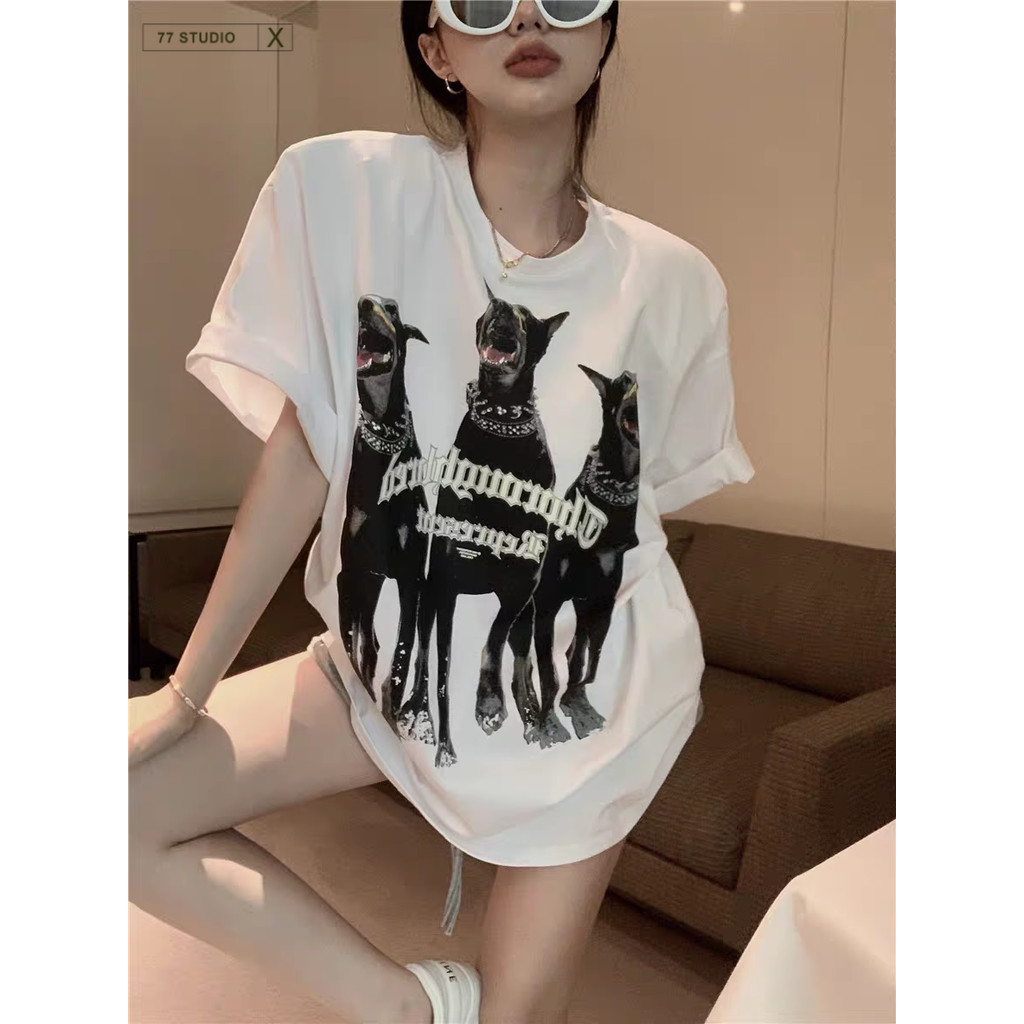 COD🌈พร้อมส่ง🌈เสื้อยืด oversized t shirt 100%cotton ลายไม่ซ้ำใคร  สวมใส่สบาย 3 สี S-3XL แฟชั่น เสื้อ