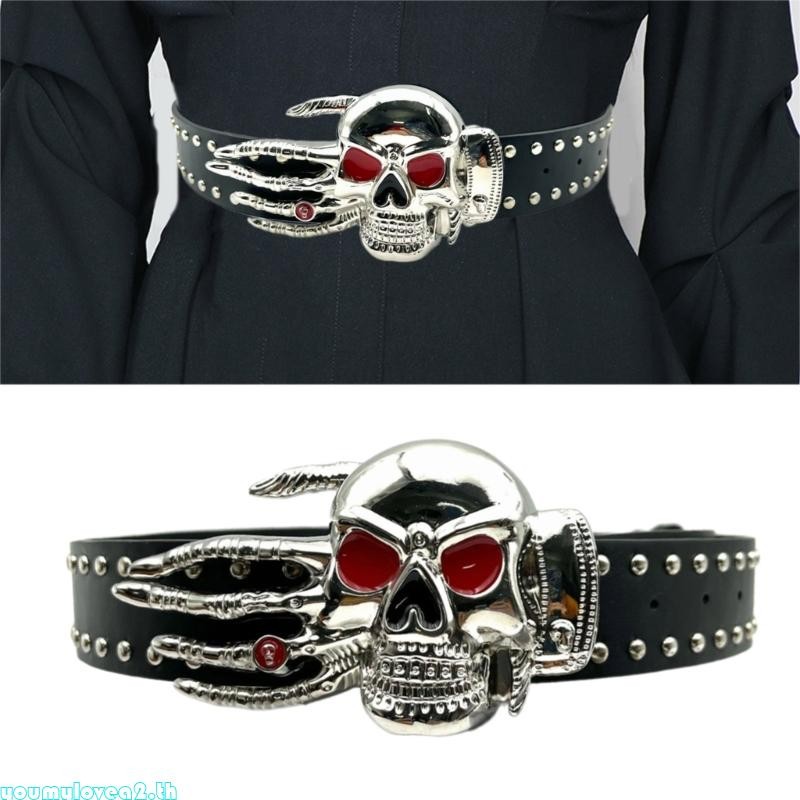 Yml2 Gothic Glittered เข็มขัดสําหรับกางเกงยีนส์ Studded Diamante เข็มขัดสําหรับ Punk Girls Street
