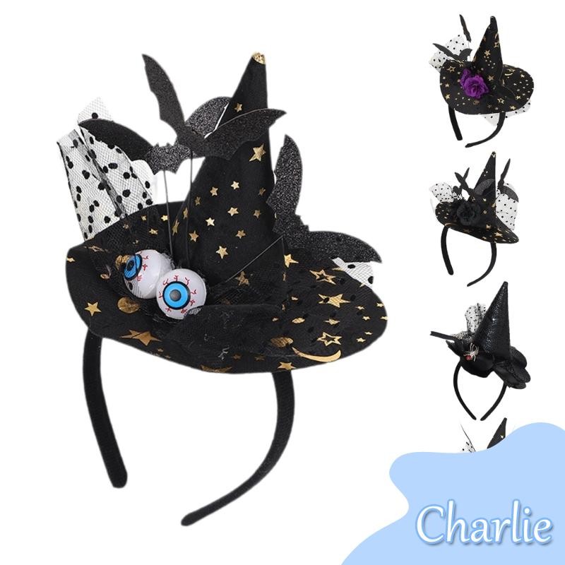 Char หมวกแม่มดฮาโลวีนแถบคาดศีรษะ Horrify อุปกรณ์เสริมหัวสําหรับผู้ใหญ่ Masked Party Supply