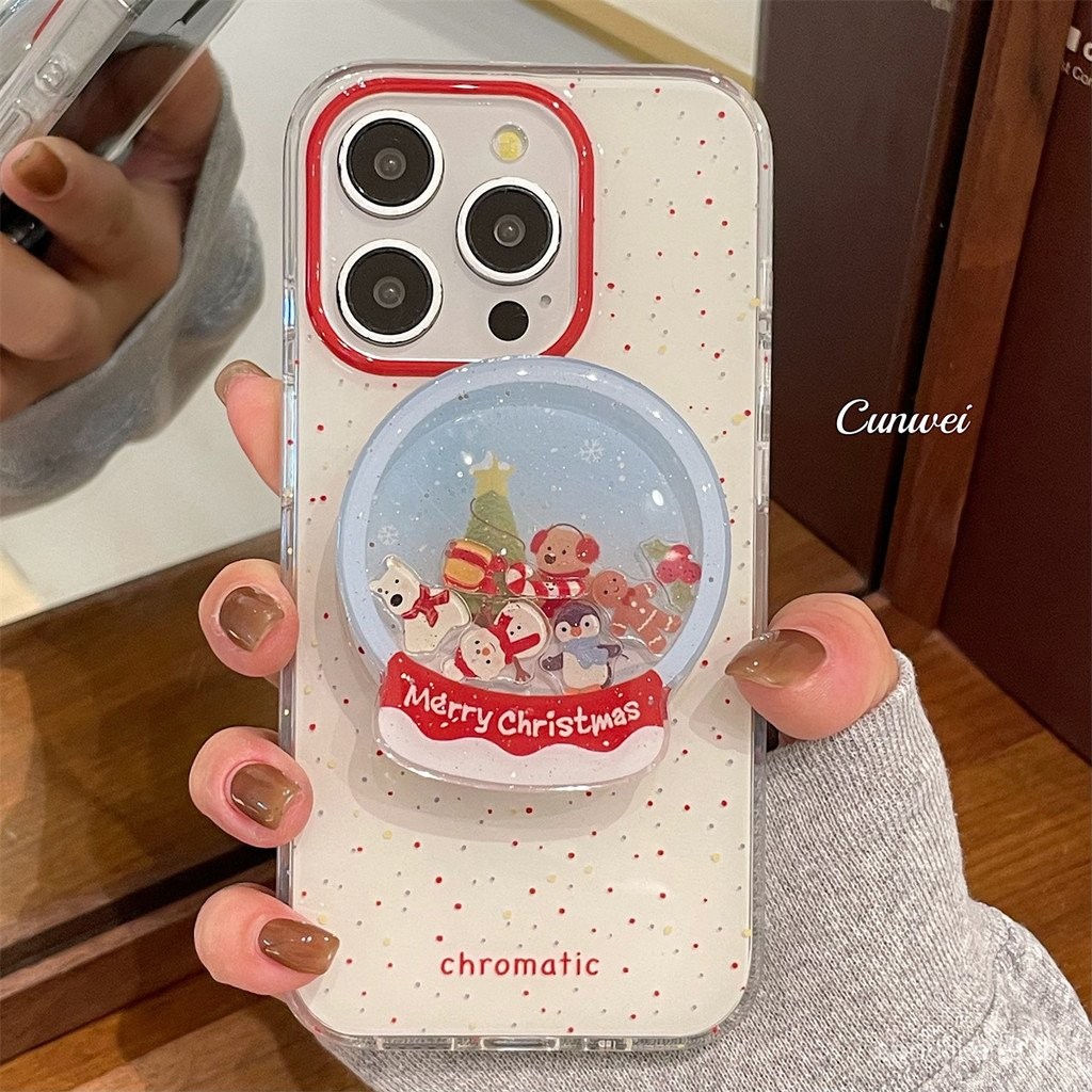 เขย่าต้นคริสต์มาสแม่เหล็กแอปเปิ้ล16PROMAX เคสโทรศัพท์15/13/14Plus นุ่ม12หญิง11น่ารัก X
