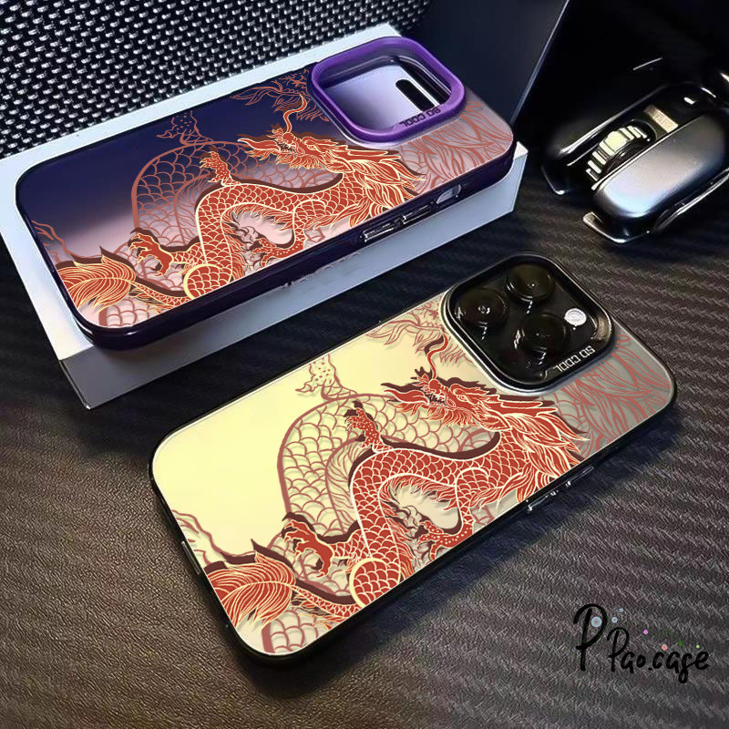 แฟชั่นสีแดงมังกรกราฟฟิตีเข้ากันได้เคสไอโฟน 16 11 7Plus 15 12 14 13 Pro Max XR X XS Max 16 7 14 8 Plus SE TPU อ่อนเคส