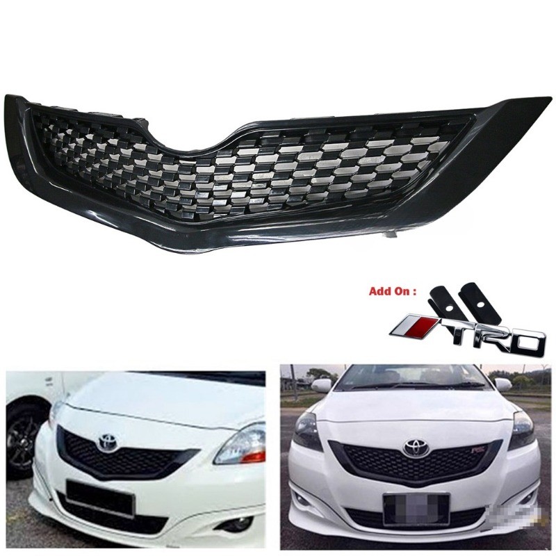 Xf Toyota Vios NCP93 Vios Dugong BELTA กระจังหน้า สีดํา 2008-2013 เพิ่มโลโก้ TRD ได้