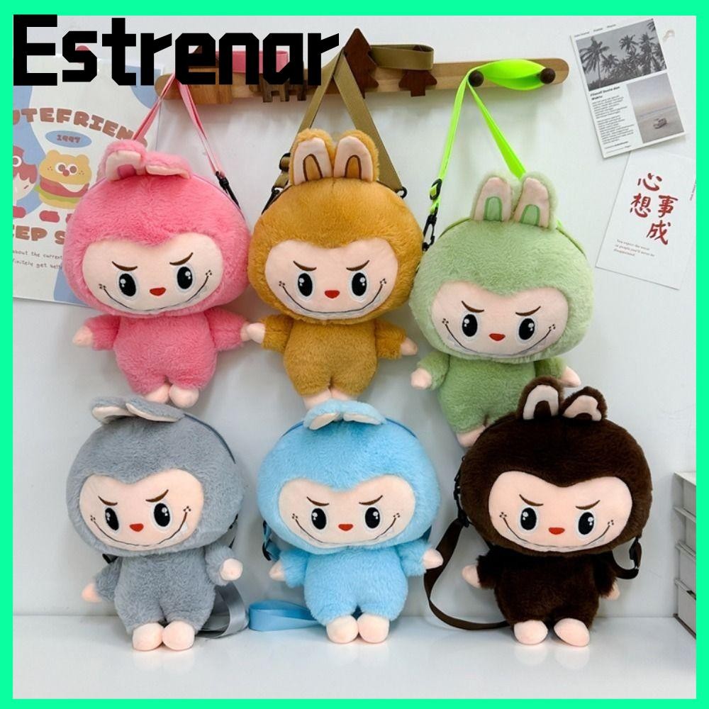 Estrenar Labubu กระเป๋าสะพายข้าง, กระเป๋าสะพายลายการ์ตูนตุ๊กตา, POP MART Storage ของเล่นตุ๊กตาความจุขนาดใหญ่