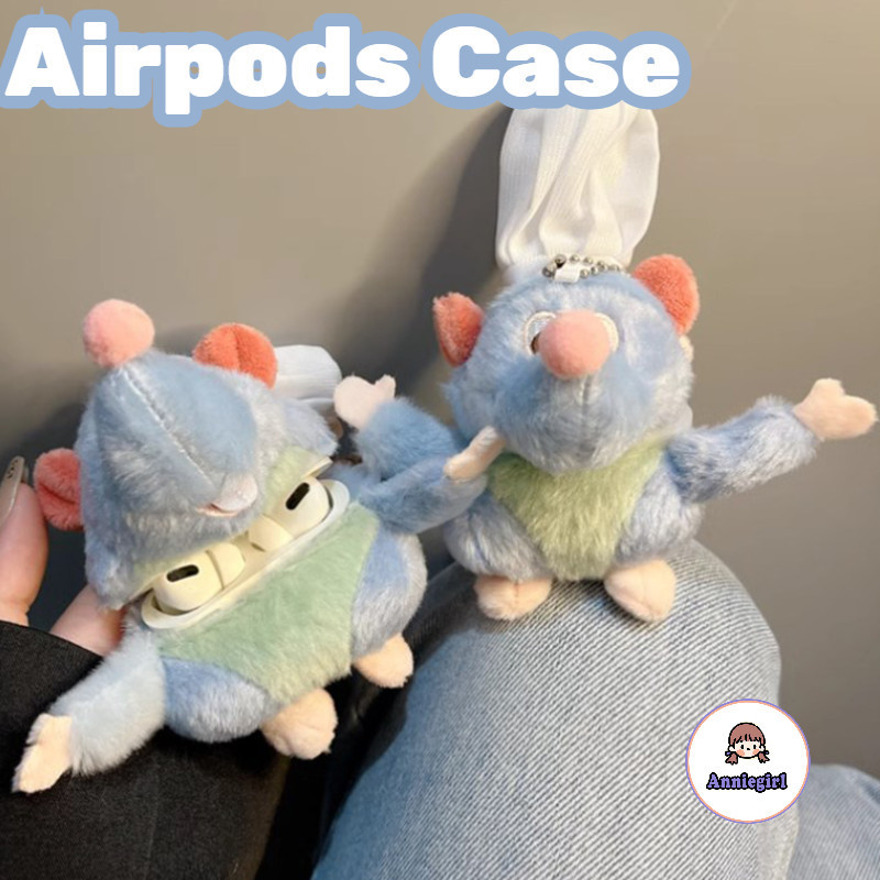 น่ารัก Ratatouille เมาส์ Chef Plush หูฟังสําหรับ AirPods 1/2/3 Pro 2 AirPods 4 Anti-lost Hook หูฟังไร้สายบลูทูธชุดหูฟังกันกระแทกฝาครอบป้องกัน