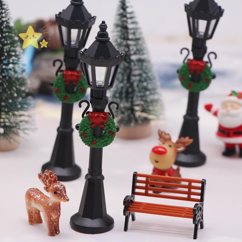 [JBTH] 1:12 Dollhouse Christmas Scene Street Lamp Street Light Model Doll Christmas Decor Micro Landscape Fairy Garden Jewelry [JB]