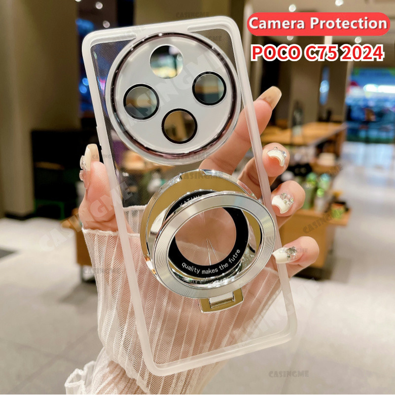 Poco C75 2024 แม่เหล็กสําหรับ POCO C75 PocoC75 C 75 75C 4G 5G 2024 ผู้ถือ Len กล้อง Shcokproof เคสโทรศัพท์โปร่งใสนุ่มปกหลัง