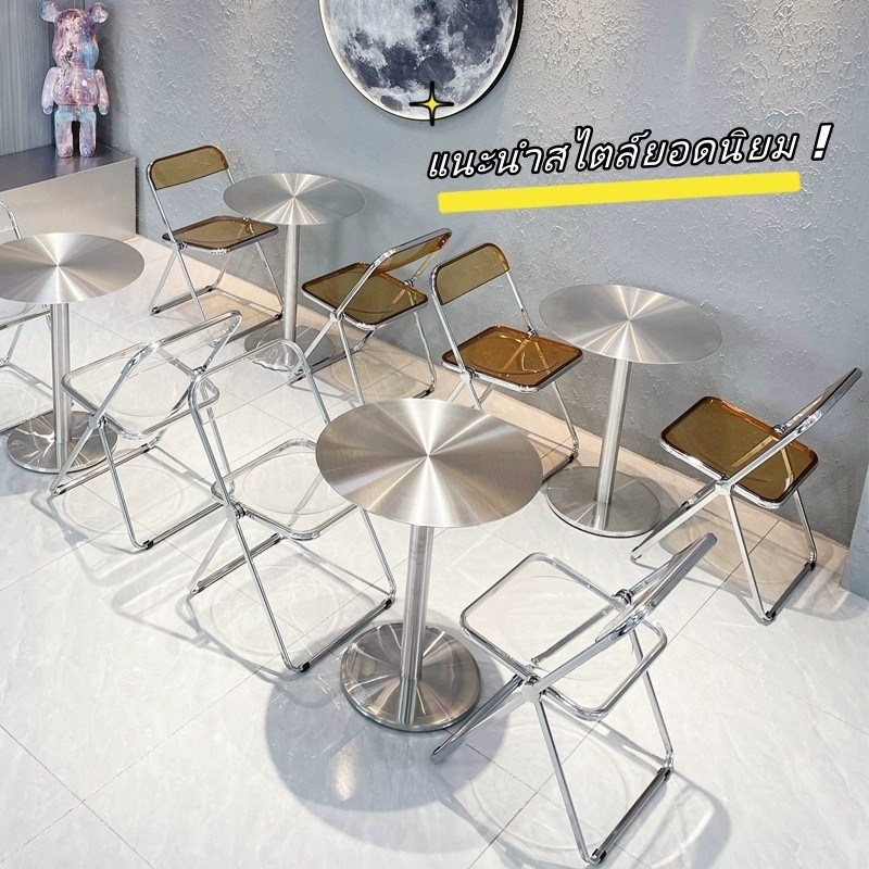 โต๊ะสแตนเลส ทรงกลม (ปัดแแบบด้านป้องกันการเป็นลอยได้ดี) / Stainless steel table โต๊ะสแตนเลสทรงสี่เหลี่ยม โต๊ะร้านชานม