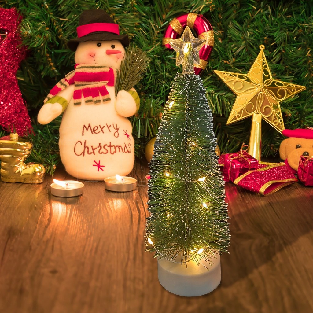 Luminous Mini Christmas Trees ประดิษฐ์ขนาดเล็กที่สวยงาม LED Xmas ต้นไม้ตกแต่งโต๊ะคริสต์มาสตกแต่งบ้าน