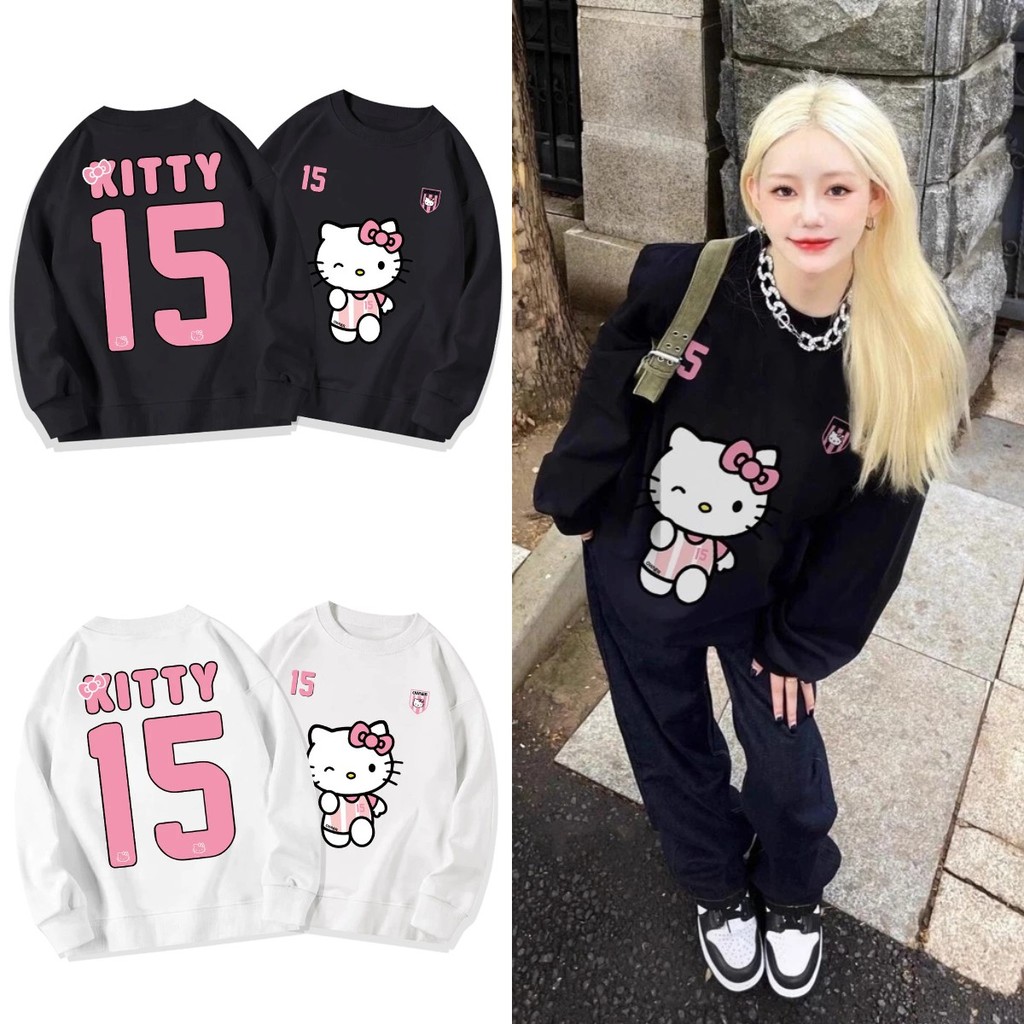 ผู้หญิงเกาหลีน่ารักหลวมเสื้อกันหนาวหนา Unisex ฤดูใบไม้ร่วงฤดูหนาวเสื้อแขนยาว Cute Cat Pepper สีเทารอบคอแจ็คเก็ตสําหรับผู้ชายและผู้หญิง 2025