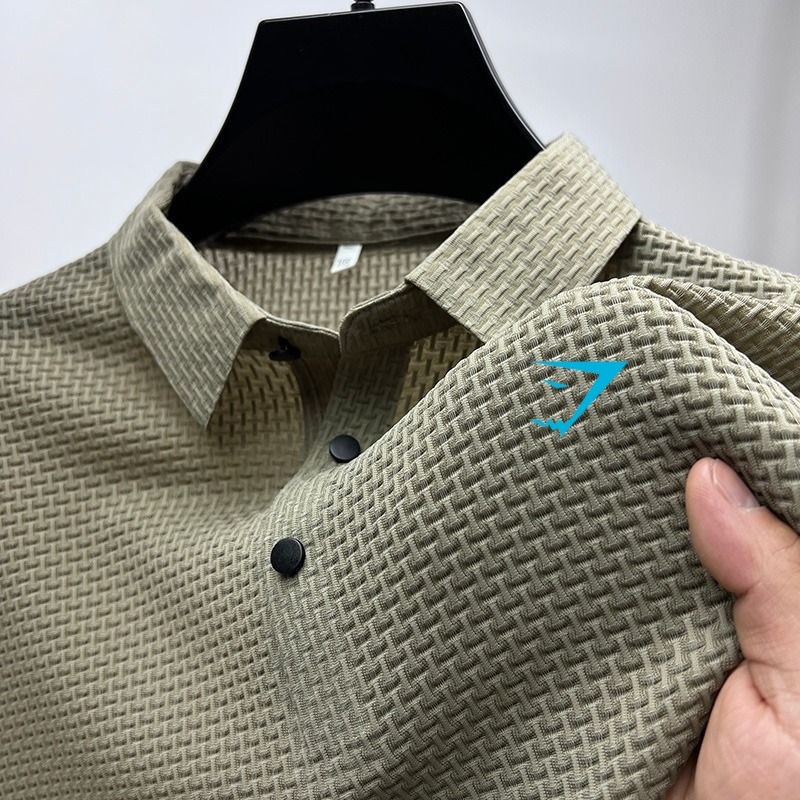 เสื้อโปโลผู้ชายผ้าบับเบิ้ล6สีมีแบบใหม่ออกแบบระบายอากาศน้ําหนักเบาสี่ฤดูช่องธุรกิจคุณภาพสูงและสไตล์ลําลองเน้นเสน่ห์ผู้ชายแนว