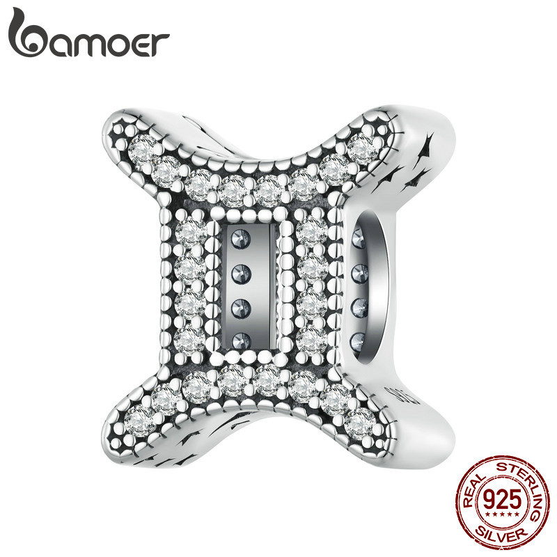 Bamoer 925 เงินสเตอร์ลิง Sliver สร้อยคอ Gemini Lucky Constellation ลูกปัดออกแบบ DIY ง่ายสําหรับสร้อย
