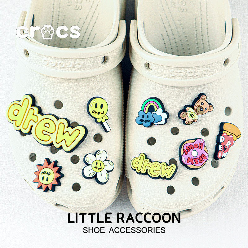 Crocs Jibbitz Drewhouse หัวเข็มขัดรองเท้าการ์ตูนรูสายรุ้งอุปกรณ์เสริมรองเท้า charm crocs หมีเกาหลีดอกไม้รองเท้า