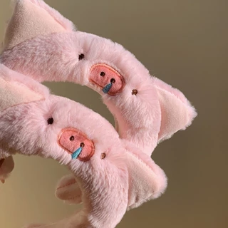 ใหม่น่ารักหมูสีชมพูการ์ตูนตุ๊กตาคาดศีรษะผมวงเครื่องประดับผม