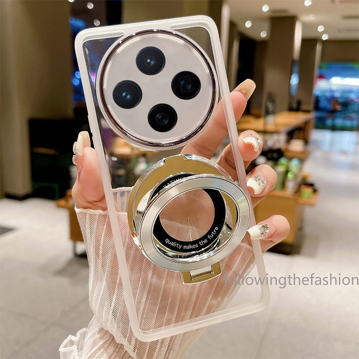 ที่วางแหวนขาตั้งปลอกแม่เหล็กสําหรับvivo X200 Pro 5G X200pro 2024 กล้องเลนส์ป้องกันSoft TPUโปร่งใสขอบแฟชั่นเคสโทรศัพท์กันกระแทกฝาหลัง