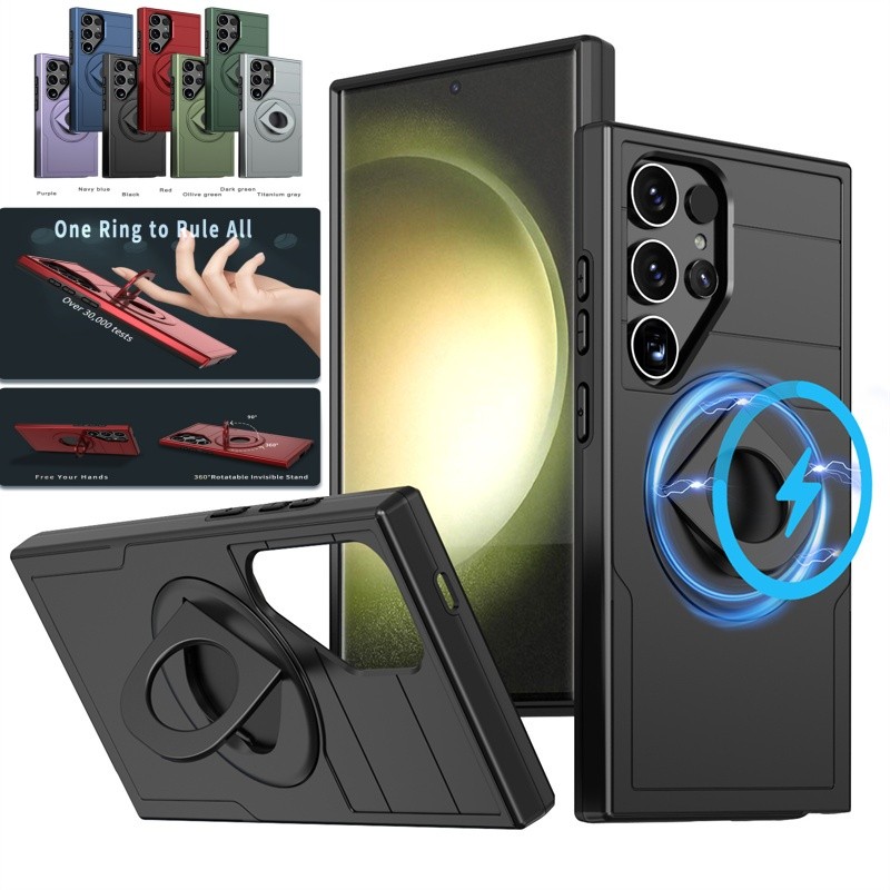 Magnetic Rotable Stand Case Casing Samsung Galaxy S25 S24 S23 S22 S21 Ultra Plus FE Ring Kickstand กันกระแทกฝาหลัง