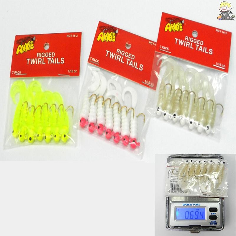 [CL] จิ๊กตกปลา Lure Sea Bass เหยื่ออ่อนหัวจิ๊ก Twirl Tails เหยื่อหนอน 7 ชิ้น/ล็อต TH