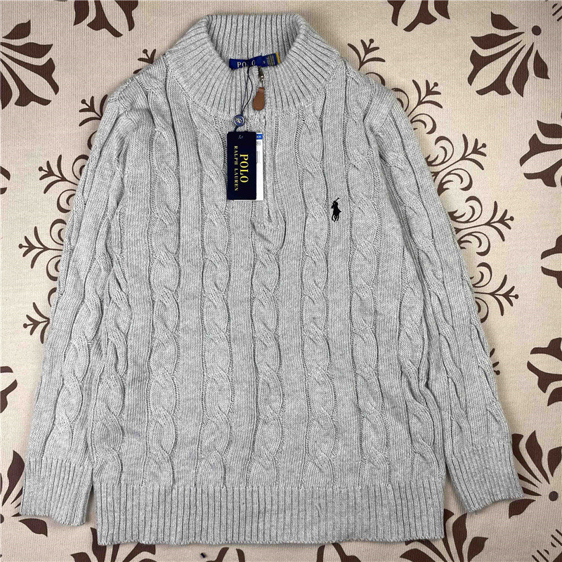 ralph lauren Horse Logo Embroidered Knitwear Couple Half Zip Sweater