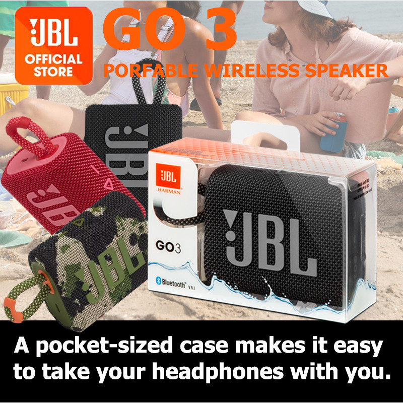 JBL GO 3 ลำโพงลำโพงพกพาแบบพกพาพกพาไป 3 (100 % 1) การรับประกัน 1 ปี