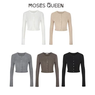 MOSESQUEEN เสื้อสเวตเตอร์ถักกระดุมใหม่ปุ่มท้องสั้น บาง และบาง เครื่องเทศ สาว สูงสุด เสื้อแจ็กเกต #59259
