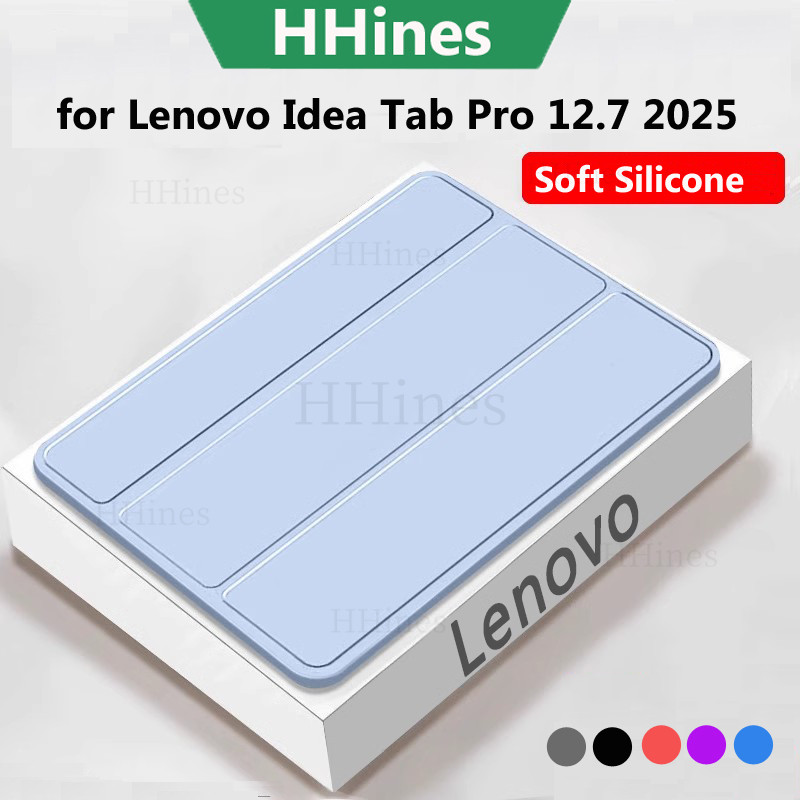 HHines สําหรับ Lenovo Idea Tab Pro TB373FU 12.7 นิ้ว 2025 Tab P12 12.7 สําหรับ Xiaoxin Pad Pro 12.7 2025 2023 หรูหราแท็บเล็ตขาตั้งซิลิโคนอ่อนนุ่ม Tri พับฝาครอบป้องกัน