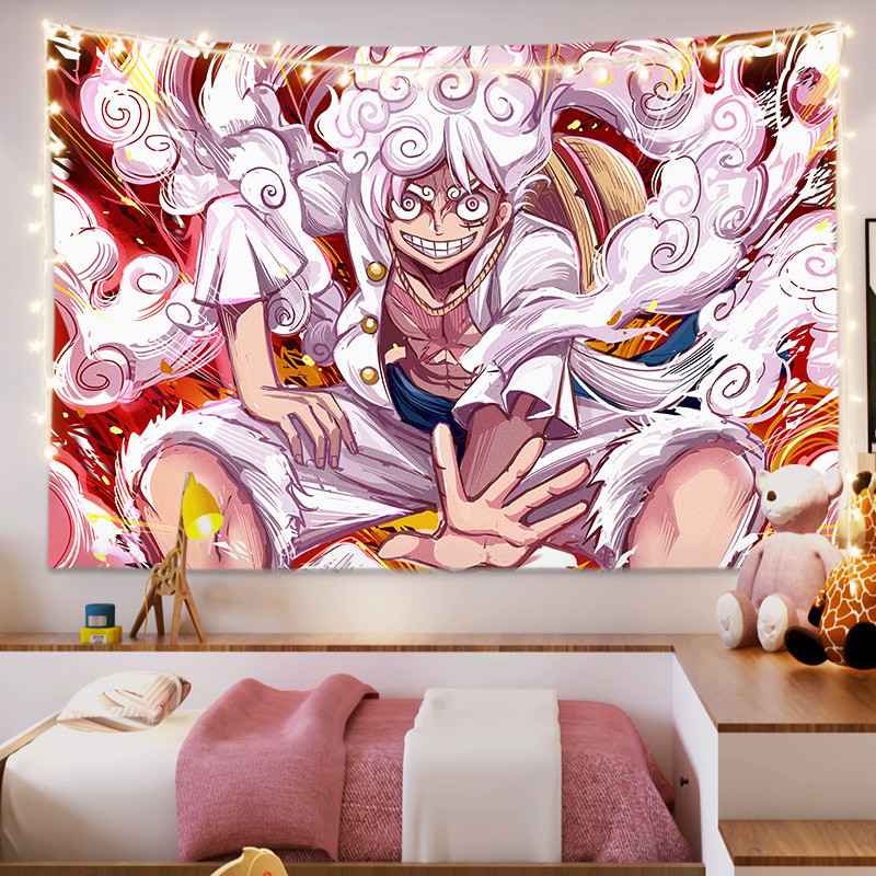 จัดส่งจากประเทศไทย Agirl เวอร์ชันใหม่ วันพีซ อนิเมะ ลูฟี่ เกียร์ ห้า นิก้า ผ้าพื้นหลัง เอซ โซโล ผ้าผนัง ตกแต่งหอพัก ผ้าแขวน