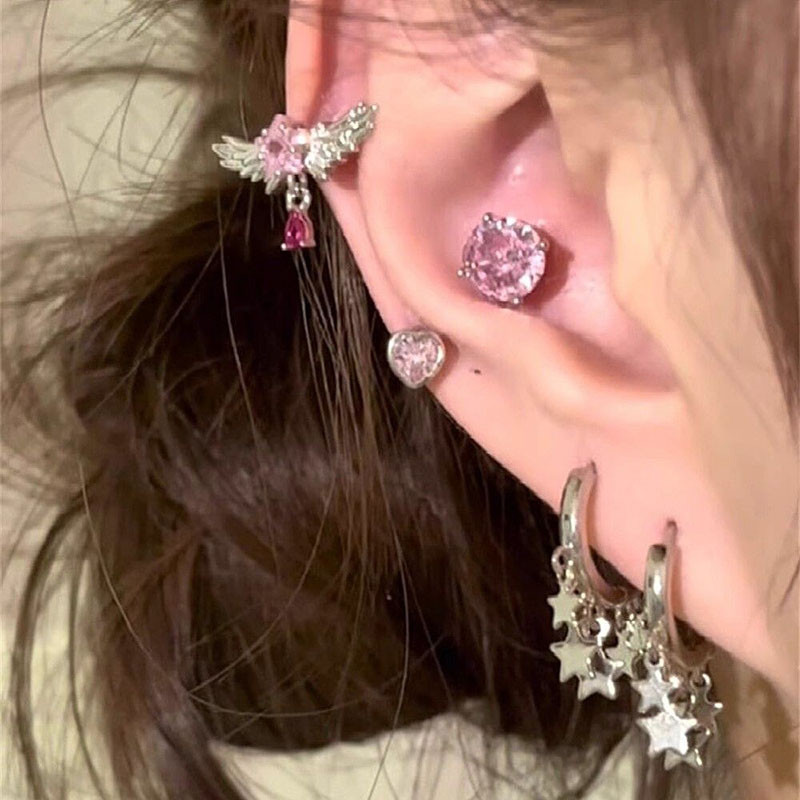 1 ชิ้น Charm Geometry Wing Earbone ต่างหูโลหะผสม Star สําหรับผู้หญิง