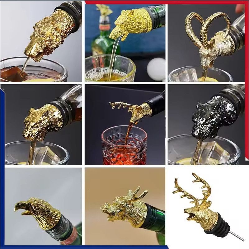 จุกปิดขวดไวน์รูปสิงโตและกวางพร้อมจุกปิดขวดไวน์โลหะผสมสังกะสี จุกปิดขวดไวน์สีแดง สำหรับปาร์ตี้ของขวัญ 🎇
