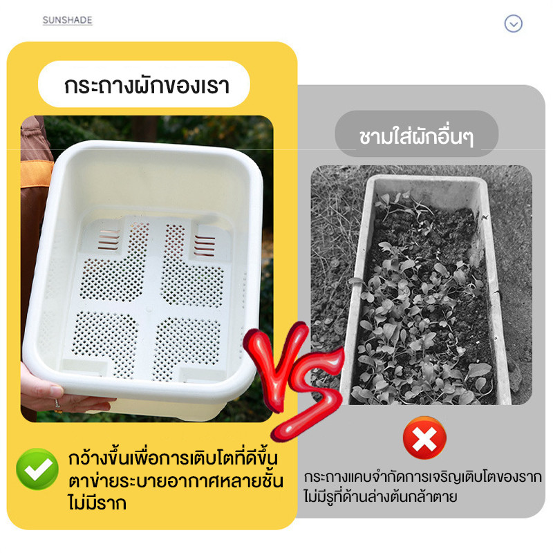 กระถางต้นไม้รางยาว กระถางปลูกผัก 38.5*28.5*14.5cm เขียว มินิมอล กะละมังพลาสติกทรงสี่เหลี่ยม ทนทาน ใหม่ - รูปที่ 6