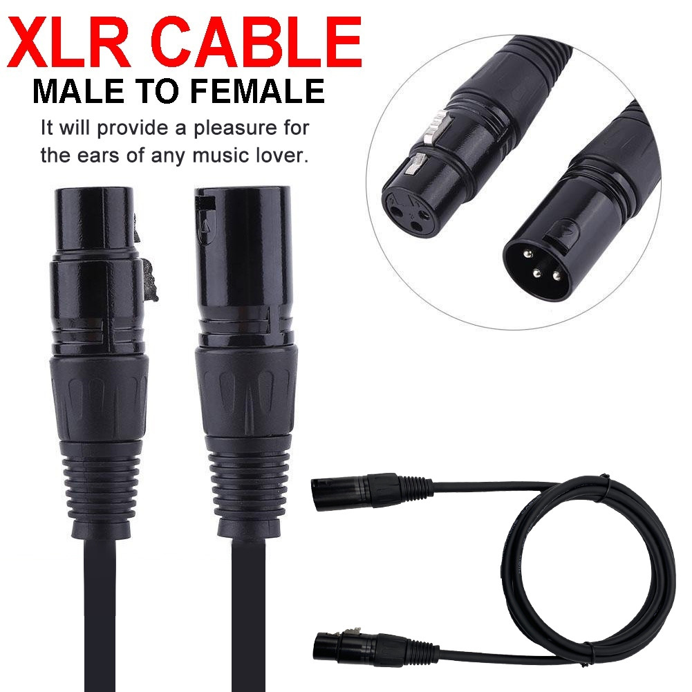【1M สายดำ】สายสัญญาณเสียง XLR Male To XLR Female (ผู้เมีย) Mic Cable ยาว 1 เมตรXLR-XLR 3Pin สาย เคเบิล ชายหญิง สายเชื่อ
