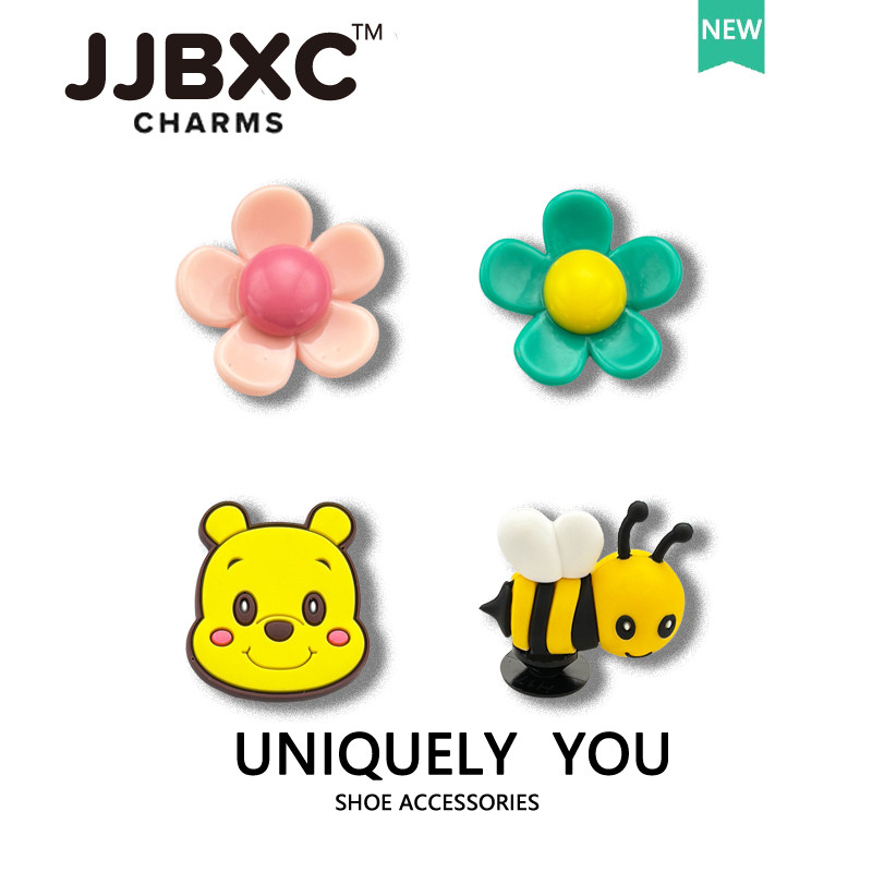 JJBXC charm จิบบิท สวนดอกไม้ ตัวเสริมรองเท้าสีสันสดใส แบบธรรมชาติสำหรับสาวโรแมนติก DIY จิ๊บบิท charm