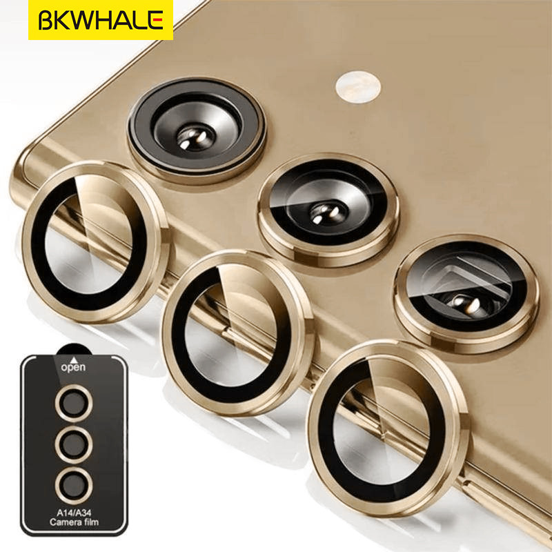 SAMSUNG Bkwhaleหรูหราแหวนโลหะเลนส์protectorปกหลังฟิล์มกระจกนิรภัยสําหรับsamsung A55 A54 A36 A35 A34 A25 A24 A16 A15 A14 A06 Anti Scratchเลนส์กล้องกันชนProtector