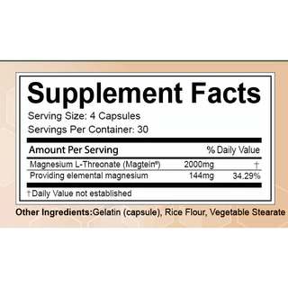 Magnesium L-Threonate Capsules | ช่วยเพิ่มความจำและสมาธิ | 120 Capsules