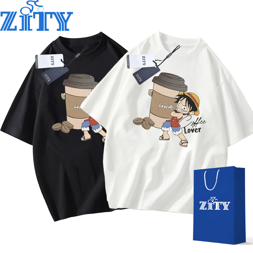 กรุงเทพฯ จัดส่ง🚚  ZITY   (ผ้าฝ้ายแท้ 100%), Printed T-shirt , One Piece, รูปแบบการ์ตูน แขนสั้น เวลาว่าง ,PODL050