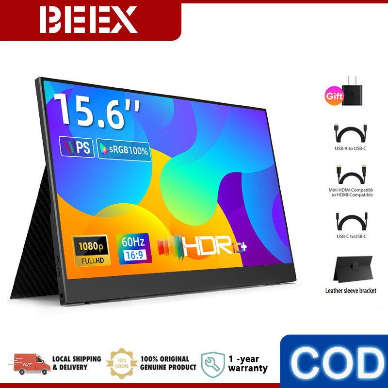 Beex 15.6 Portable  Monitor จอมอนิเตอร์สำหรับเล่นเกมพกพาขนาด Ips Full HD 1080P Monitor พร้อมลำโพงรอง