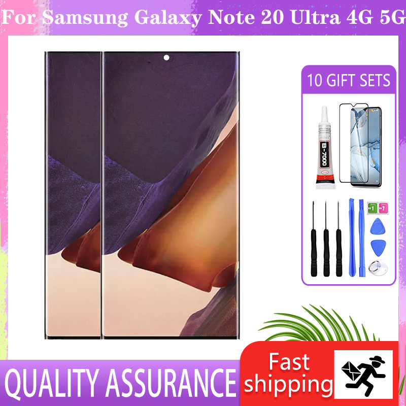 AMOLED Samsung Galaxy Note 20 Ultra 4G 5GจอแสดงผลLCD SM-N985F SM-N986B N986B/DSหน้าจอสัมผัสพร้อมกรอบ